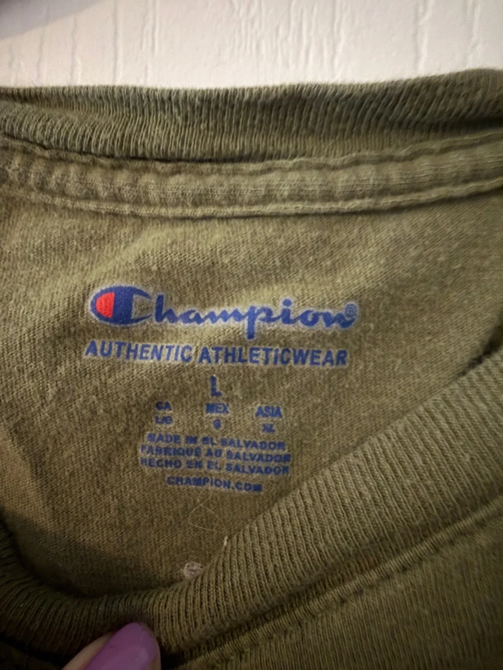 Champion Men's Olive Green Logo Tee - Picture 2 of 2